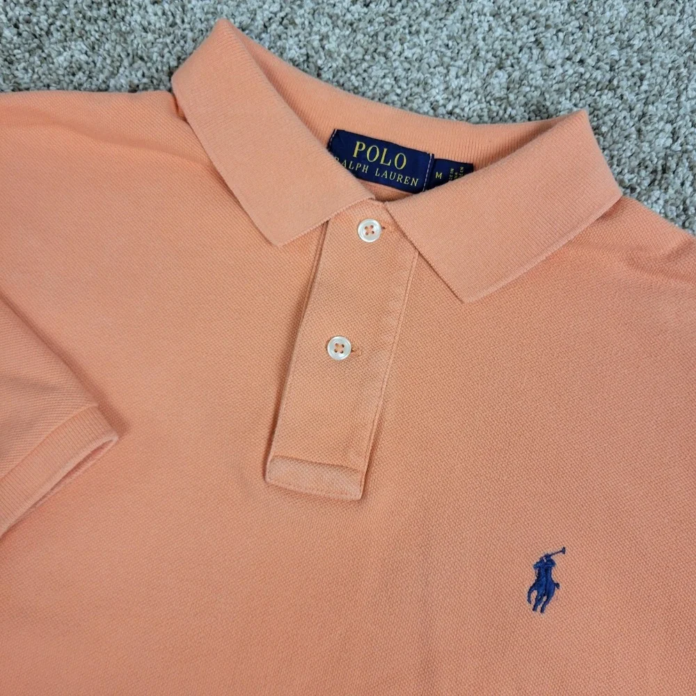 Polo Ralph Lauren Classic Fit Mens Medium Solid Orange Pony Stretch Knit SS